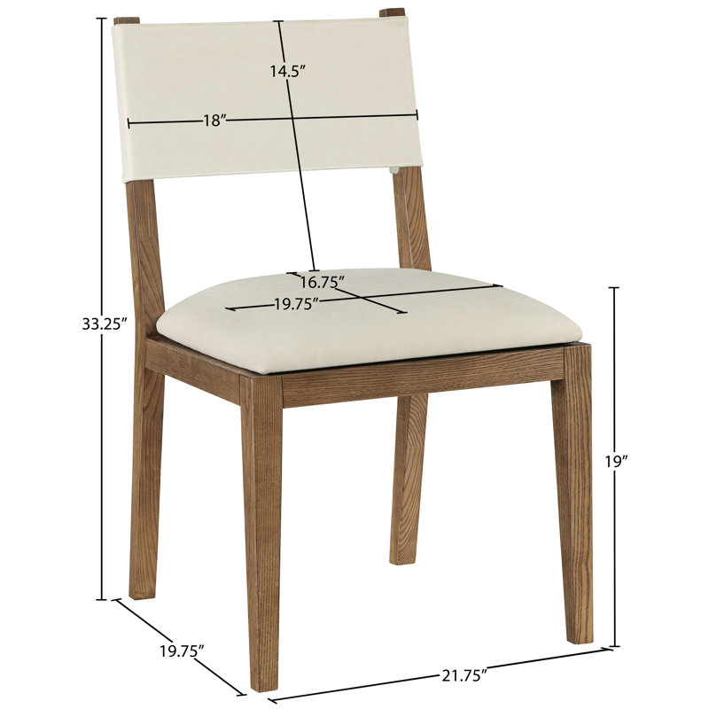 Chaise d'appoint Vina, Tissu crème texturé en lin, Noyer teinté