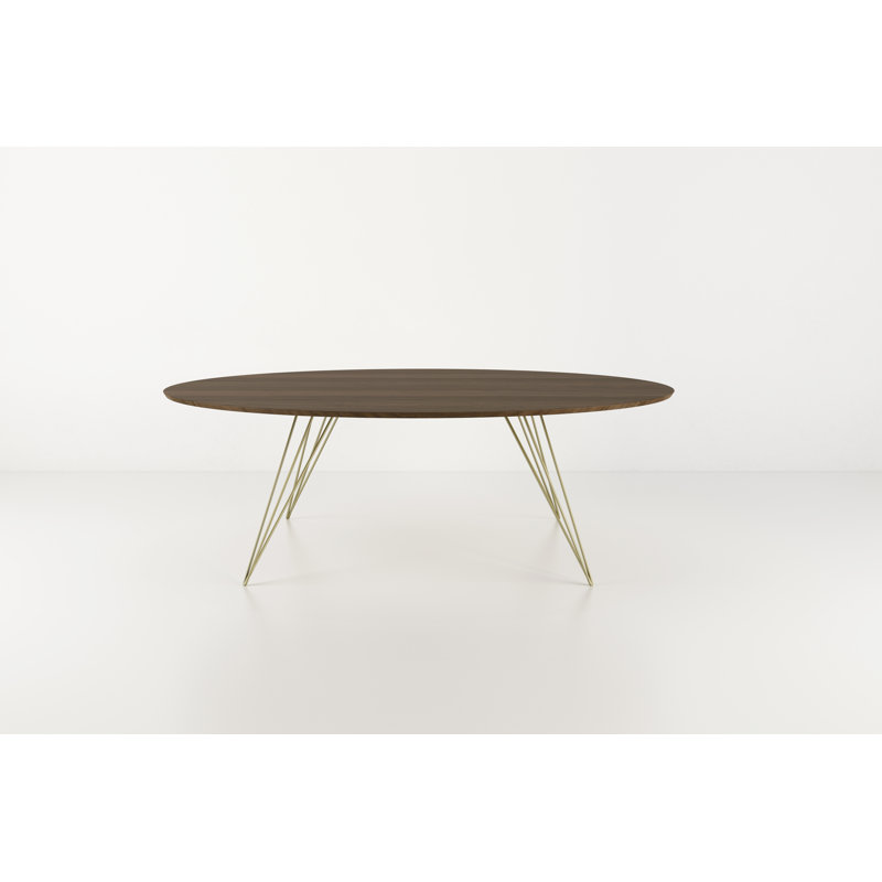 Williams Single Coffee Table, 18" H x 54" W x 46" D, Brassy Gold, Walnut