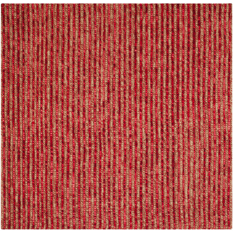 Ferrera Handmade Flatweave Area Rug in Red, Square 6'