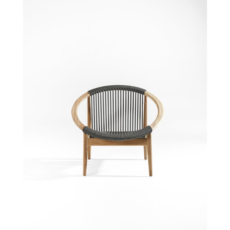 Frida Outdoor Lounge Chair, Black/Oak