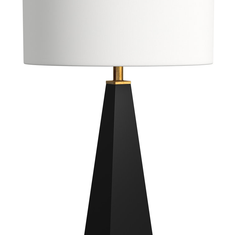 MARNI TABLE LAMP- BLACK, Black Finish on Ceramic Body with Brass Base, Hardback Shade - table lamps