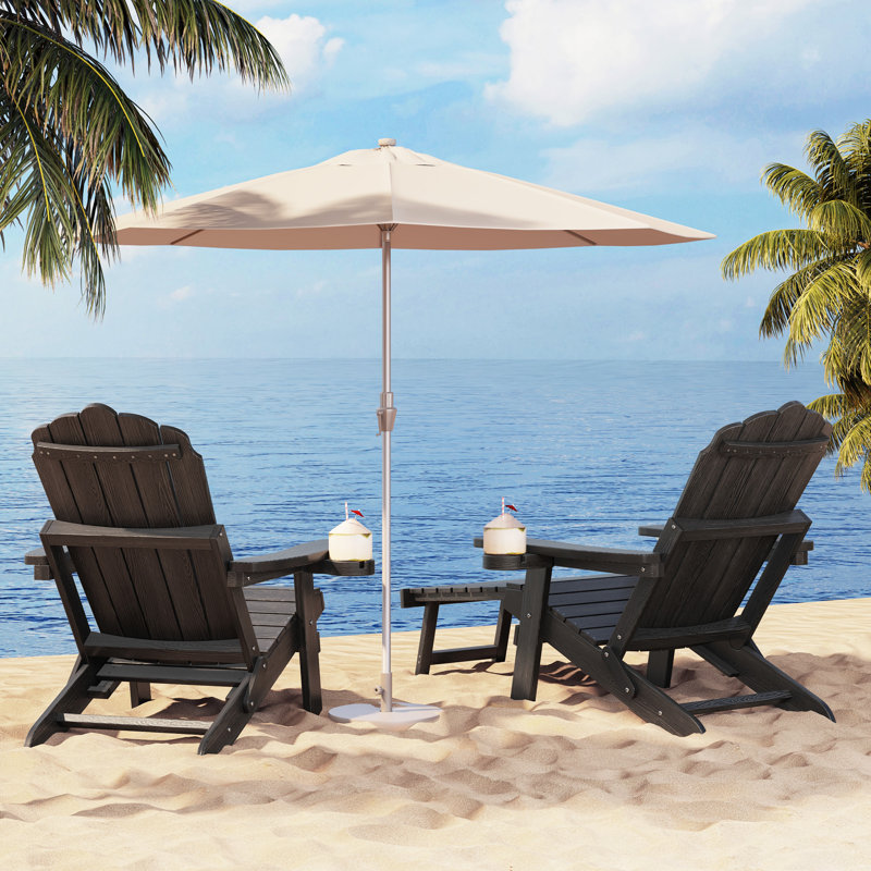 Shonda Adjustable Backrest Folding Adirondack Chair, Black