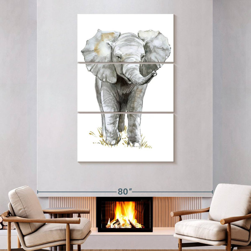 Brampt Wandering Baby Elephant, 74" H x 48" W