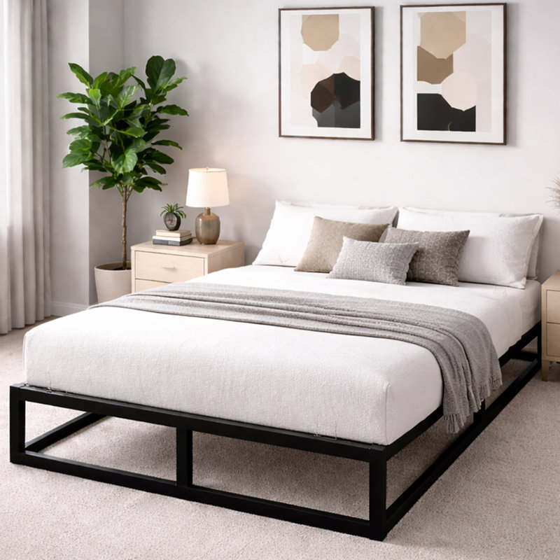 Maise Metal Bed frame Modern Design Easy Assembly Anti Slip For Mattress, Double (4'6)