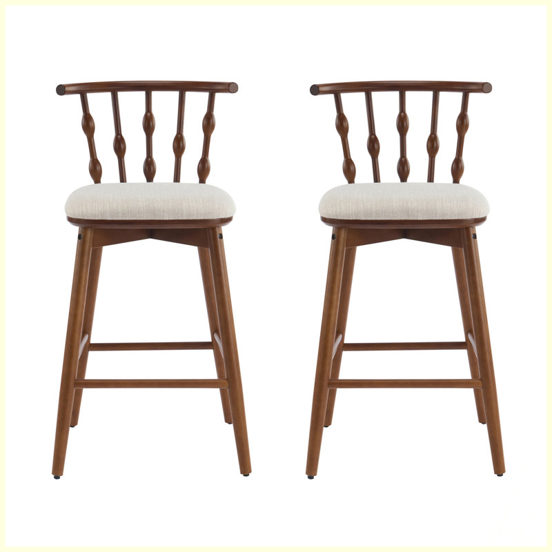 Tabouret de bar en bois, Noyer, Beige