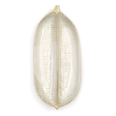 Artisanal White Divided Serving Tray Handcrafted Stoneware 13"H Food Safe Serving Dish