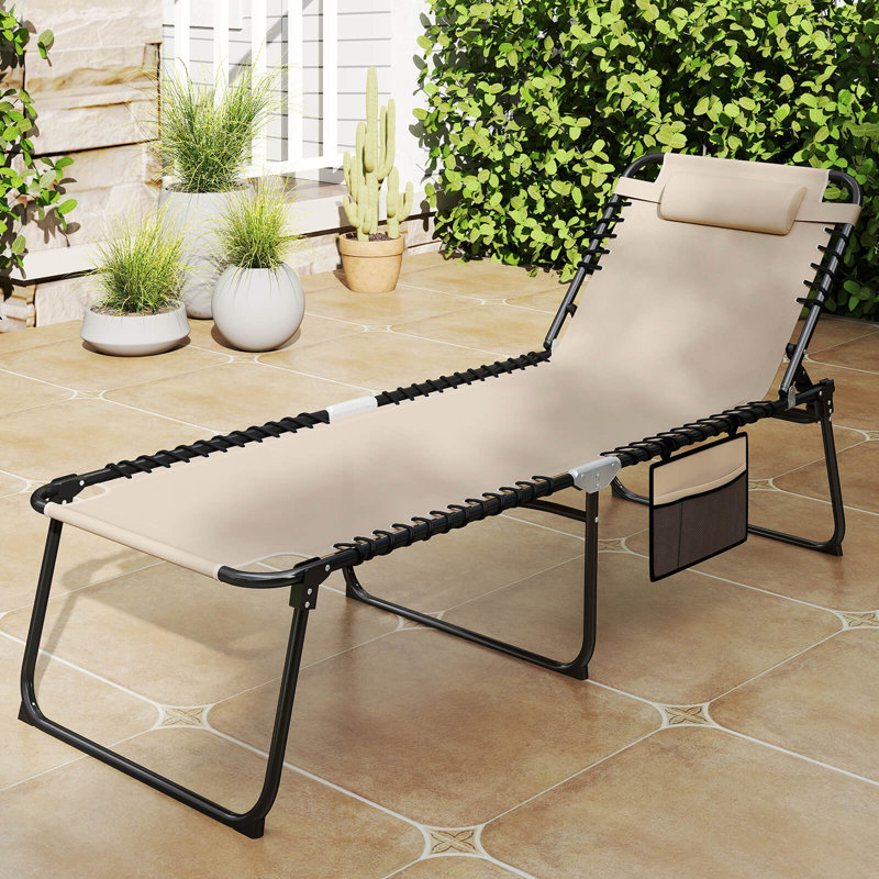 Méridienne surdimensionnée pliante avec poche pour coussin de dossier réglable, 1, Beige