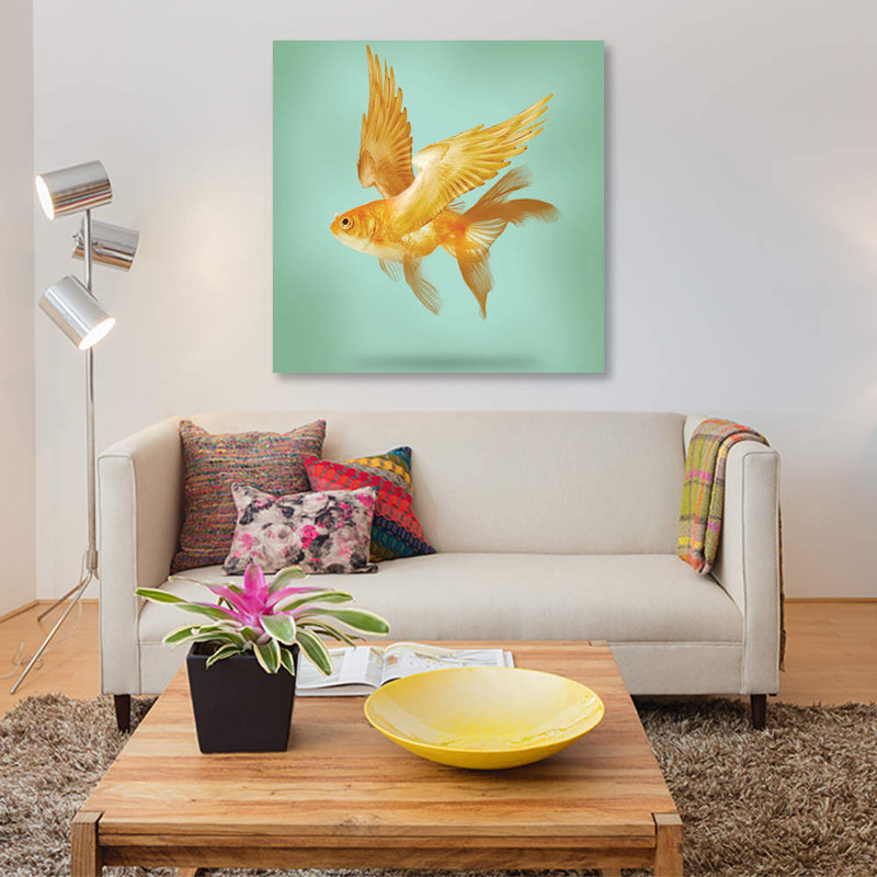 " Flying Fish " by Vin Zzep, 26" H x 26" W x 1.5" D, Wrapped Canvas, No Mat