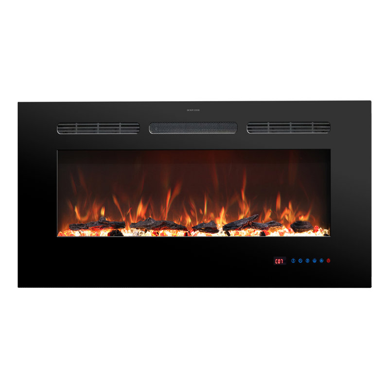 Electric Fireplace with Remote & Touch Screen Control, Electric Fireplace Mounted Recessed, 13 LED Color Flame Effect, 2 Heat Settings 750W/1500W, Timer, Overheat Protection