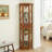 Corner Curio Cabinet Lighted Corner Display, Glass Display Shelf Shelving Bar Cabinet With Tempered Glass Door, Bar Cabinet,Cabinet With Adjustable Shelf Glass Cabinet Shelves Bead Bulb Included-1673199280
