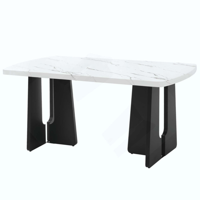 Table de salle à manger en faux marbre Modern Modern, Blanc