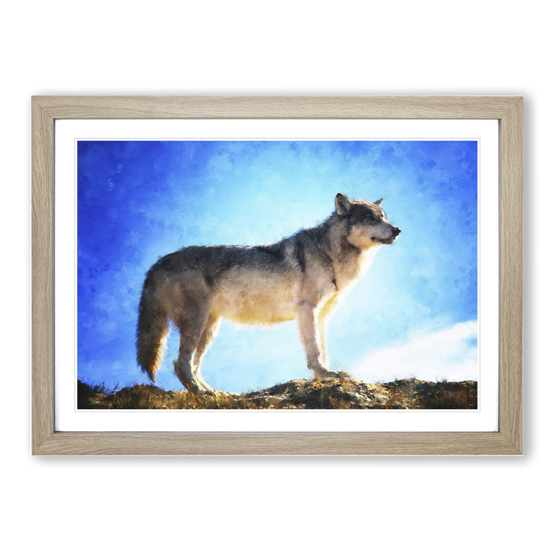 Wolf Vol.1 - Picture Frame Painting, 27cm H x 36cm W x 2cm D, Oak Framed
