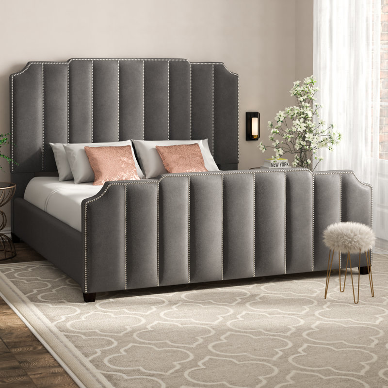 Pont Upholstered Standard Bed, Full, Pewter Grey Linen