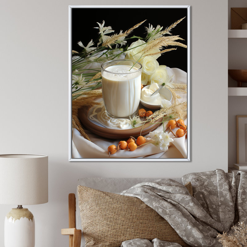 «Milk And Cheese Creamy Serenity II», reproduction sur toile, Cadre flottant blanc, H 32 po x l 24 po x P 1 po