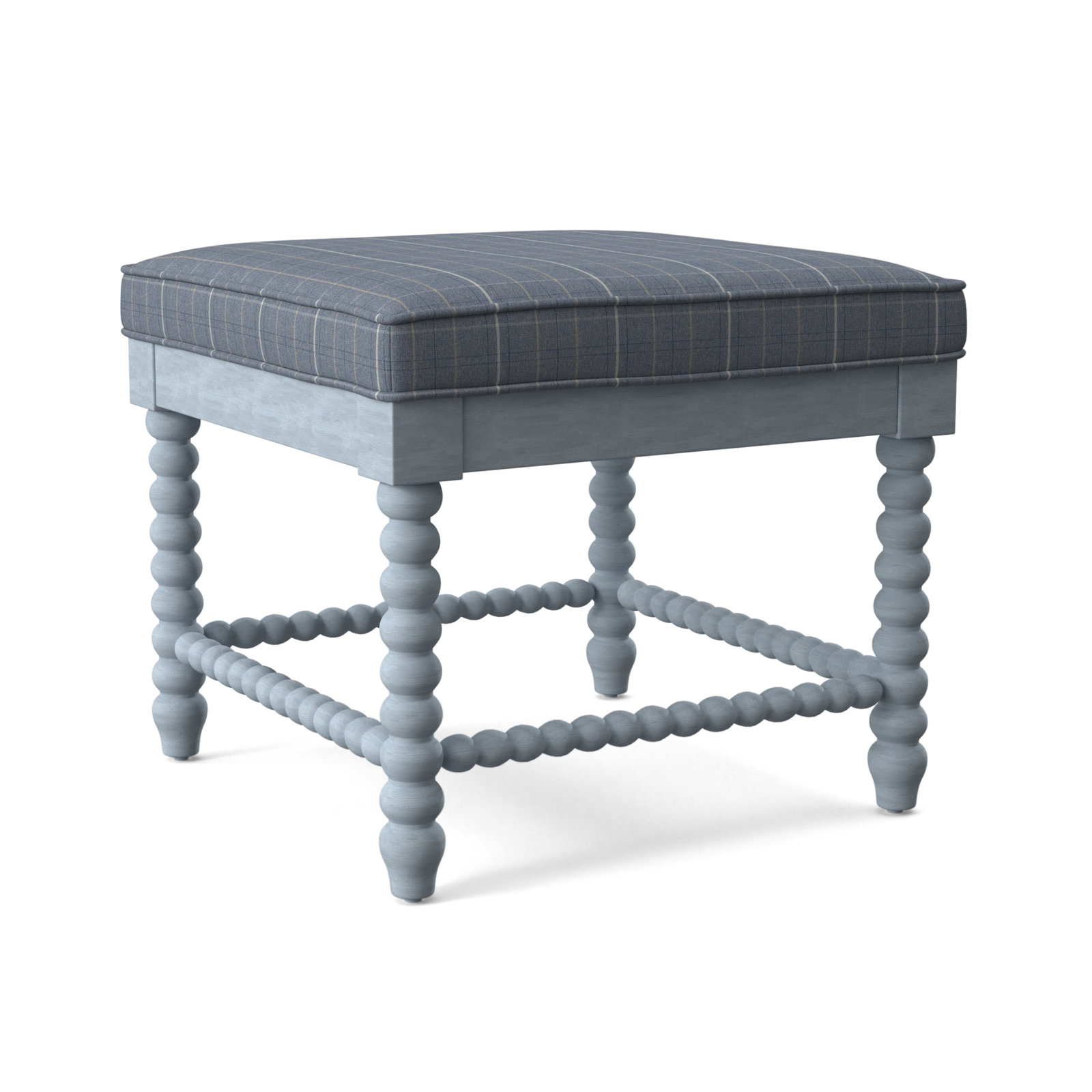 Louisa Bench, Lapis Plaid, Sea Glass Finish