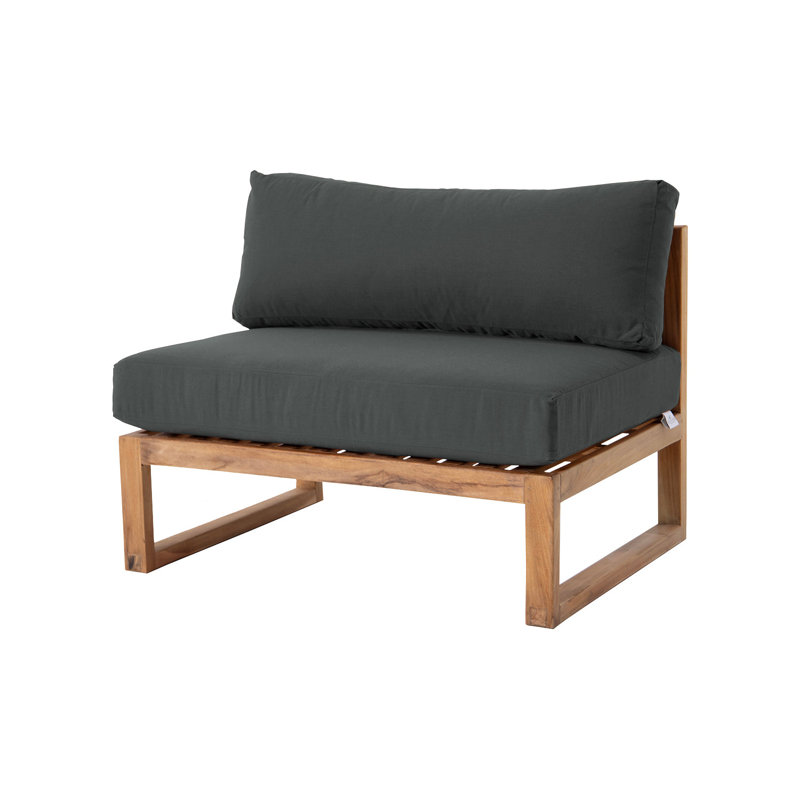 Venice Outdoor Teak Armless Lounge Chair, Coal