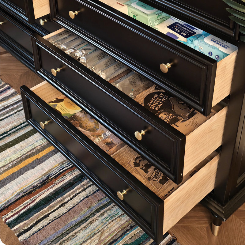 Armoire d'appoint en bois manufacturé noir massif