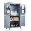 L'armoire de plancher de salle de bain grise avec 4 portes, des tablettes réglables, des charnières en métal et un grand espace de rangement élégant permettent d'utiliser efficacement l'espace-1592515822