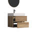 Meuble-lavabo flottant mural, panneau de grille en chêne, tiroirs doubles, système de fermeture en douceur, planches de classe E1, poignée cachée pour, meuble-lavabo de 23,66 po de hauteur avec style Grace 24 brut, blanc brillant