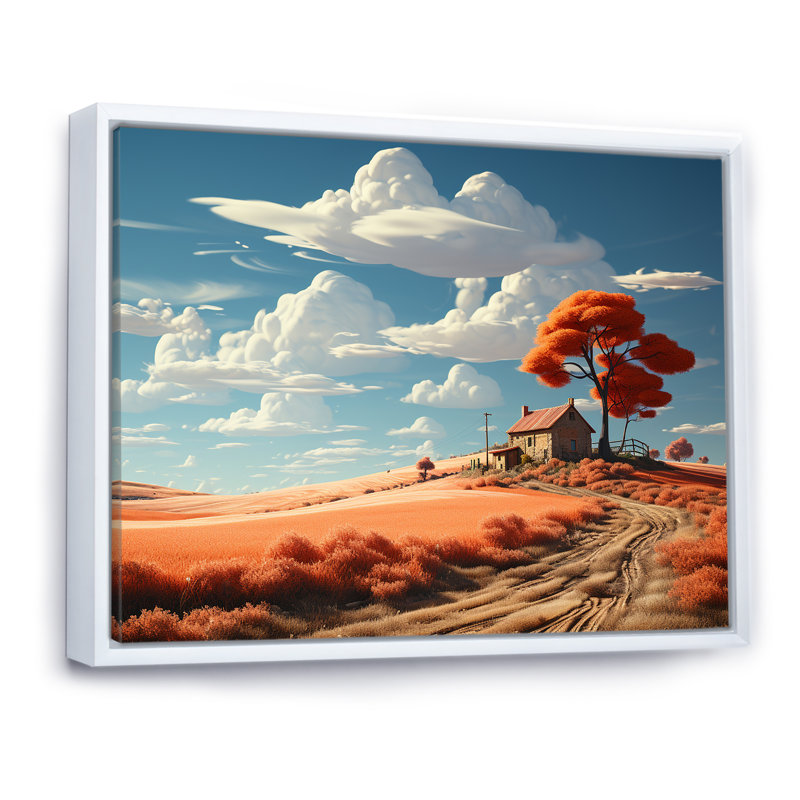 Dreamy Farm Hues Landscape, H 34 po x l 44 po x P 1,5 po, Cadre flottant blanc