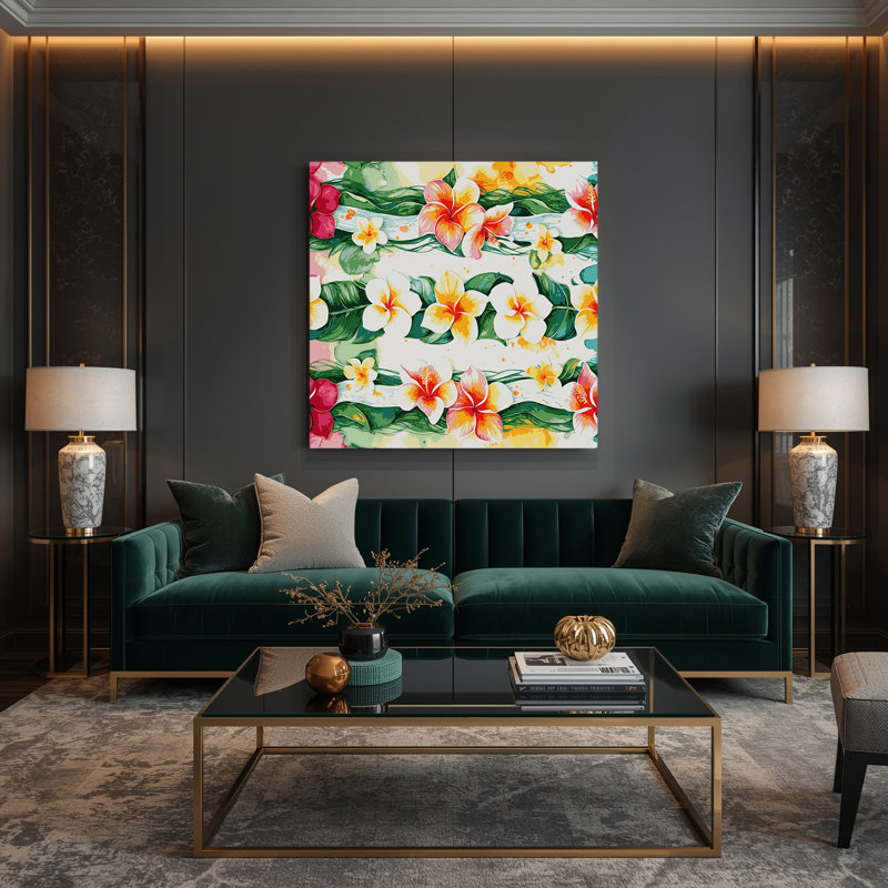 Hawaiian Lei Borders, toile beige, H 8 po x l 8 po