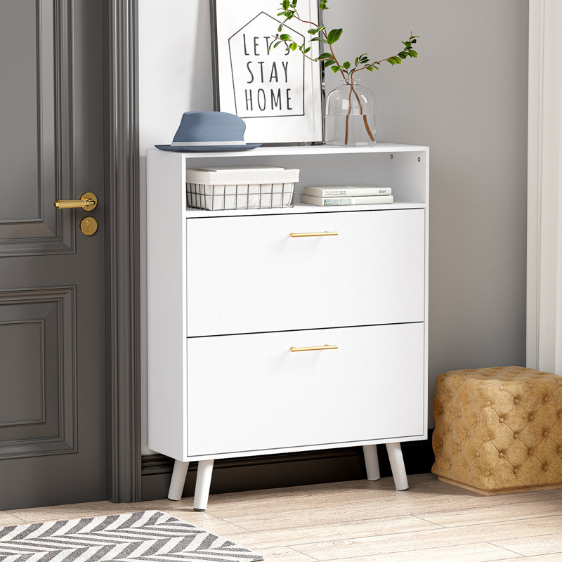 16 Pair Shoe Storage Cabinet, White