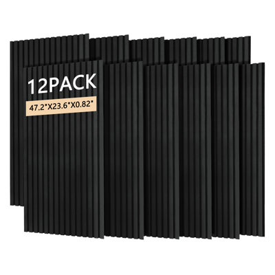 Panneaux muraux à lattes en bois Luxdecor pour mur de 12 panneaux de lattes en bois 47,2 po x 23,6 po