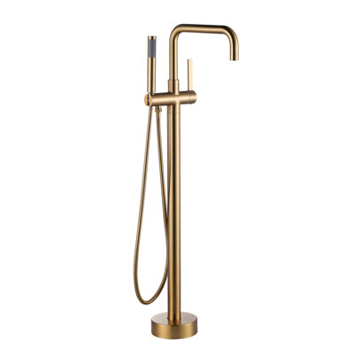 Single-Handle Freestanding Tub Faucet Floor Mount Bathtub Filler with Hand Shower
