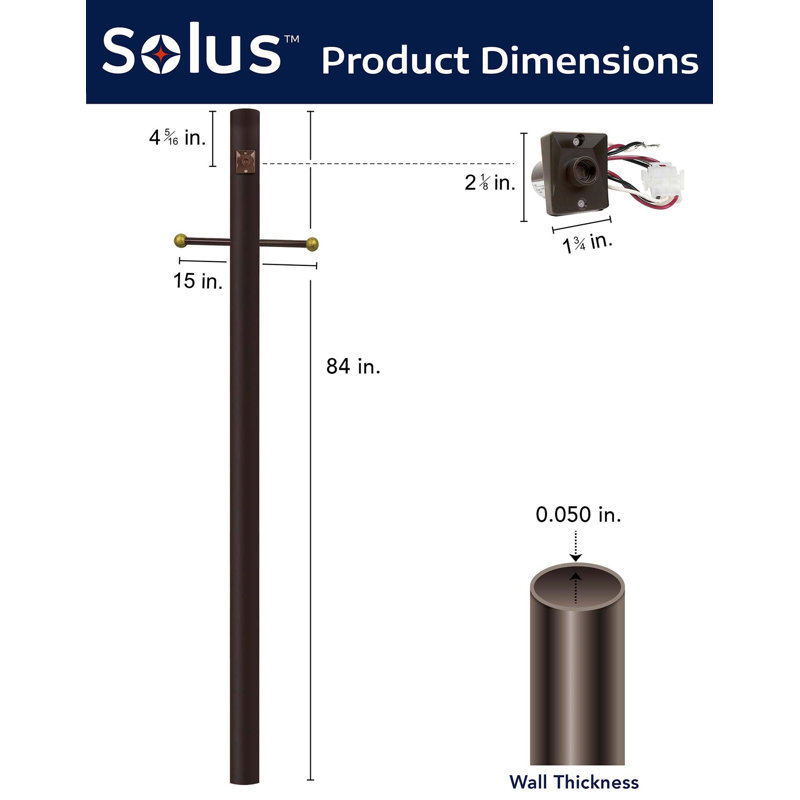 Bronze 84" Outdoor Lamp Post with Dusk-to-Dawn Sensor
