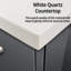 Meuble-lavabo gris foncé 24 po L 22 po x P - Comptoir en quartz blanc, 18 miroirs, fermeture douce, 24 po 22 po 18 po style charmant-131529331