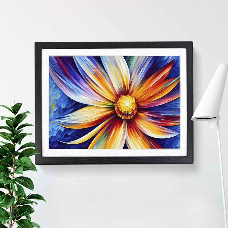 XH1022-6595X Daisy Flower Vol.1 Abstract - Single Picture Frame Painting, Black, 46cm H x 64cm W x 2cm D