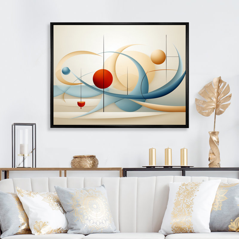 «Red Moon Retro Celestial Landscape I», reproduction sur toile, H 24 po x l 32 po x P 1 po, Cadre flottant noir