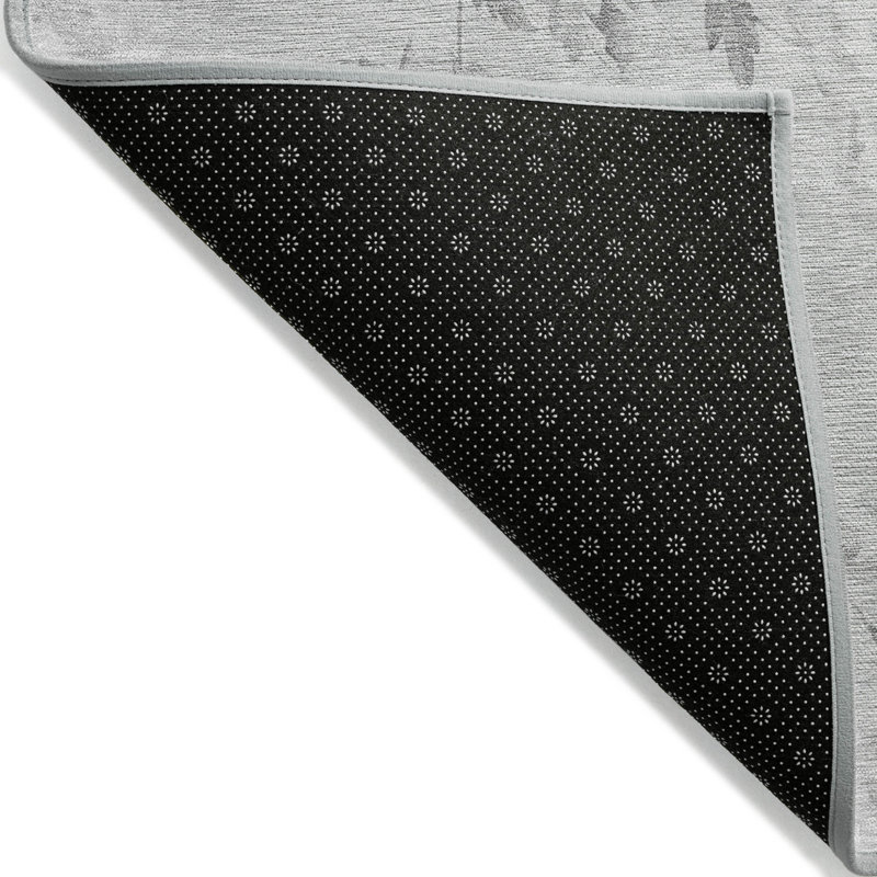 Tapis extérieur gris anthracite lavable floral 3 pi x 5 pi