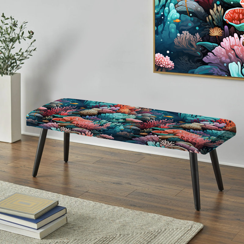 Motif tropical de corail - banc rembourré noir Tropical