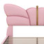 Structure de lit double avec tête et pied de lit papillon, lit plateforme tapissier en similicuir avec décor en métal doré-87395590