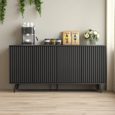 Heavy-Gauge Modern Sideboard Buffet Cabinet with Storage, Long Sideboard Storage Cabinet with 4 Doors, Wood Credenza Console Coffee Bar Cabinets with