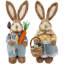 Ensemble de 2 figurines de lapin de Pâques 13 po, décorations de table de printemps, couple de lapin de paille rustique avec carotte, statues de lapin en sisal pour table bureau à domicile cuisine maison de campagne