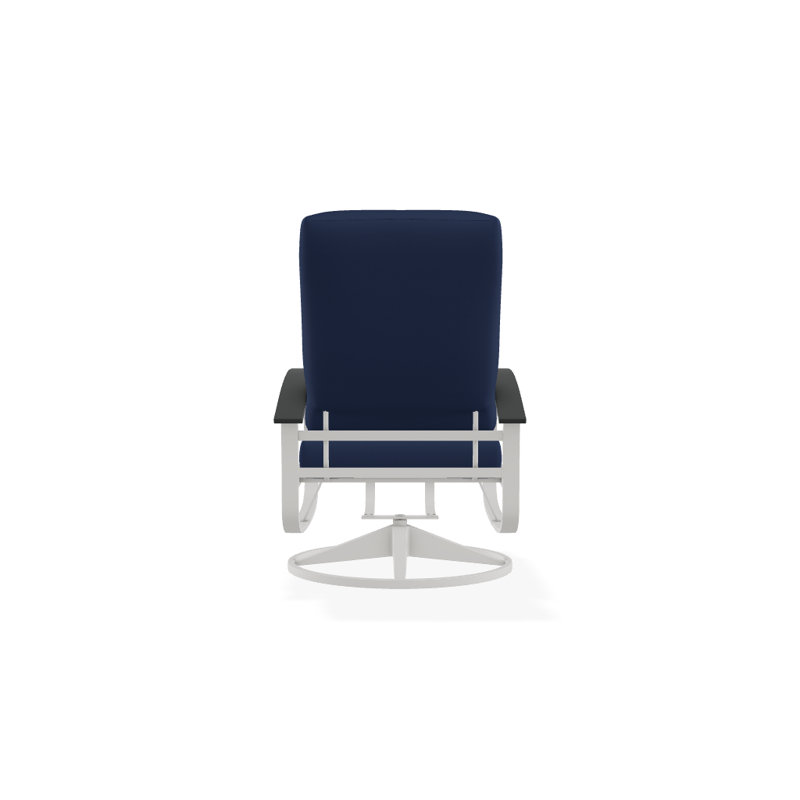 Belle Isle Outdoor Swivel Lounge Chair, Canvas Navy Sunbrella® Canvas, Classic Graphite P30, Textured Snow