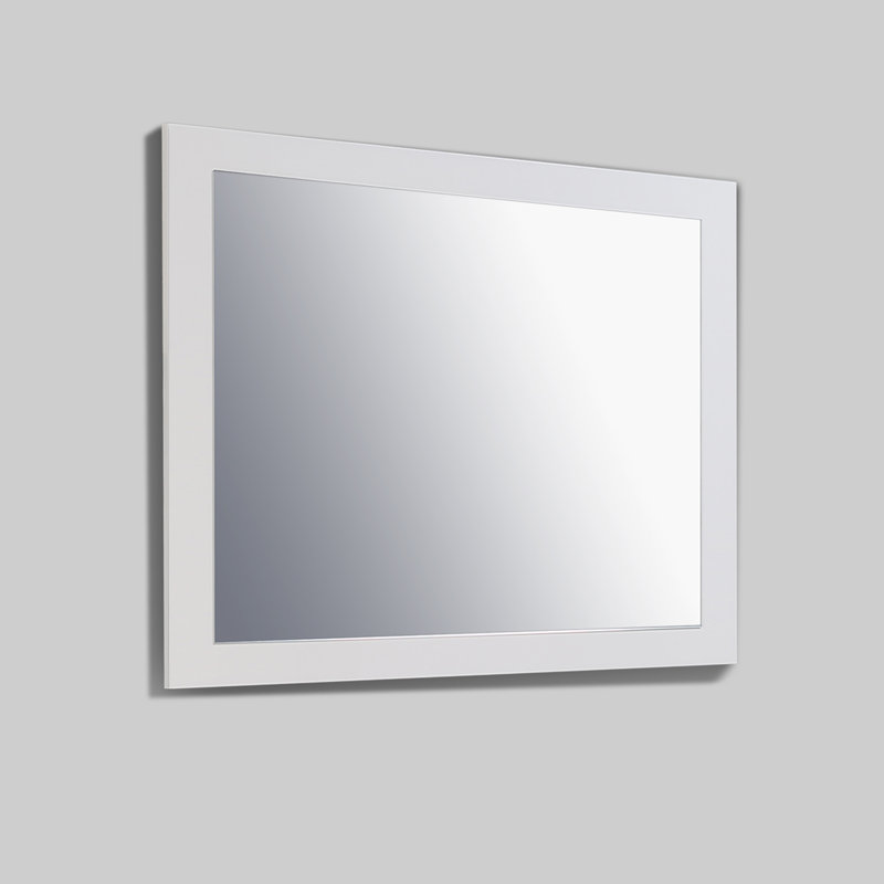 Schweitzer Modern & Contemporary Beveled Bathroom/Vanity Mirror, 31.61" H x 31" W, Glossy White