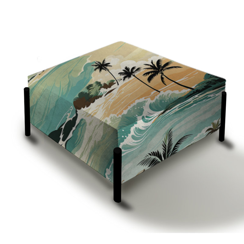 Motif tropical Whispering Shores - grand repose-pieds carré côtier
