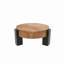 Table basse ronde de 33 po avec rangement caché, table d'appoint moderne en placage de bois Wabi-Sabi, table d'appoint centrale robuste à 3 pieds-1231473422