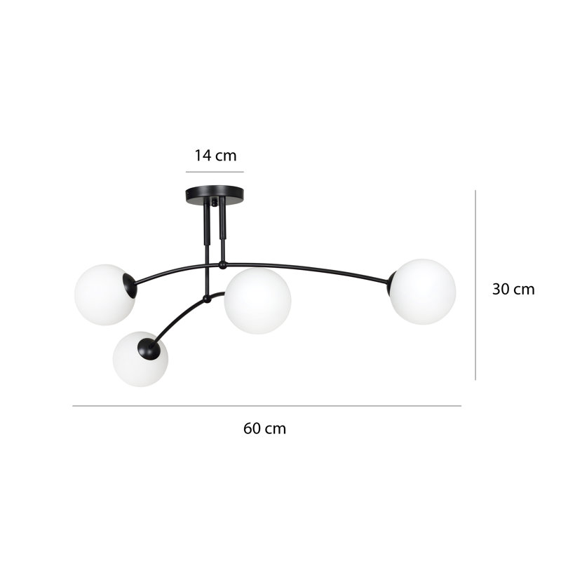 Pamplona Glass Semi Flush Mount, Black