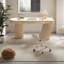 Bureau crème à demi-cercle droit, 3 tiroirs-338930577-338930576