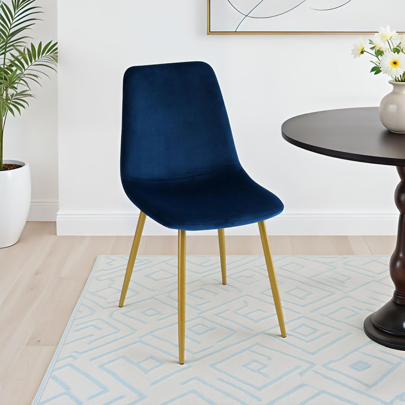 Chaise d'appoint en velours Heffron, Bleu