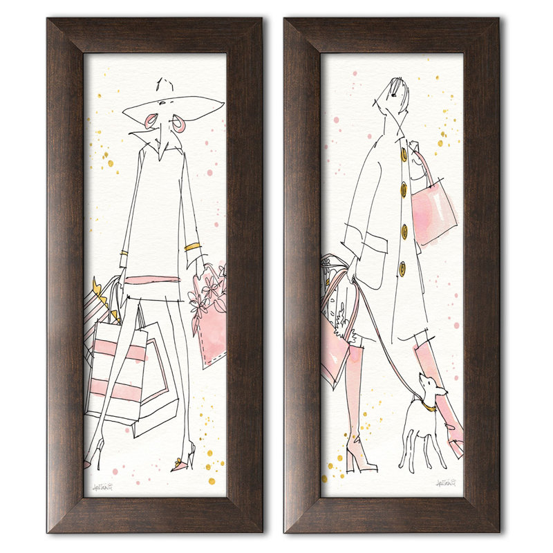 « mode-pieds v & vi », ensemble de 2 reproductions de peintures à l’aquarelle, H 20 po x l 8 po x P 0,75 po