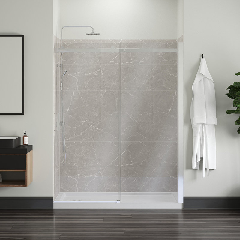 Porte de douche sans cadre 59 "- l 6" x H 74 ", Argent
