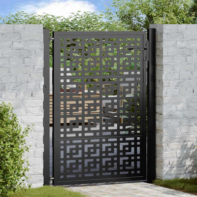 Barrière de jardin vidaXL noire en forme de croix en acier de 105 x 130 cm