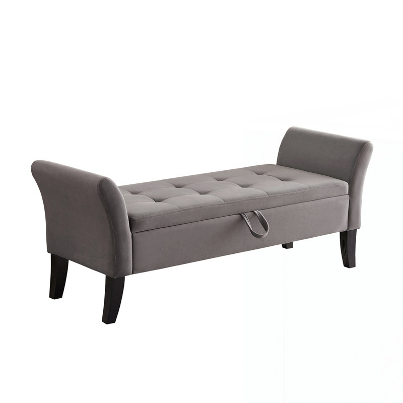 51.5" Bed Bench with Storage Velvet, Gray