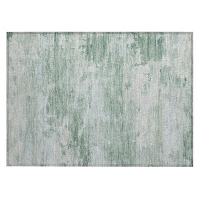Machine Washable Indoor/Outdoor Xhevrie Mint Rug