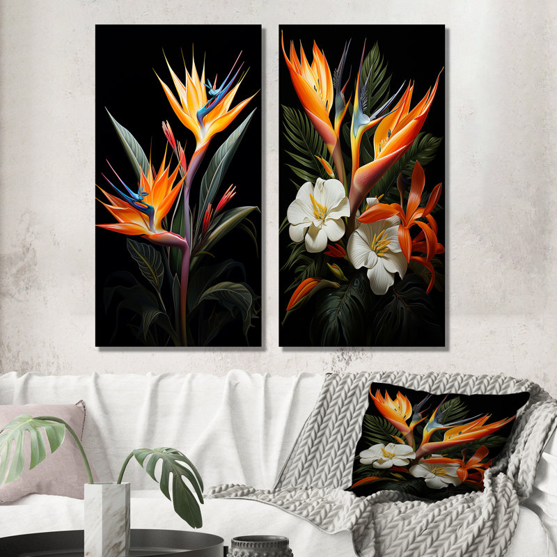 2 pièces sur toile - Birds Of Paradise Paradise, Toile tendue, H 32 po x l 32 po